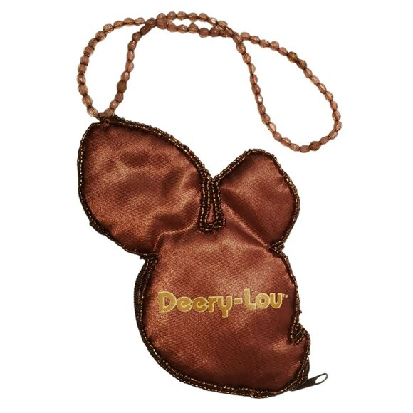 Rare Sanrio Deery-Lou Coin Purse Sequin Beaded Wrist Strap Brown Reindeer Pouch - Picture 3 of 14